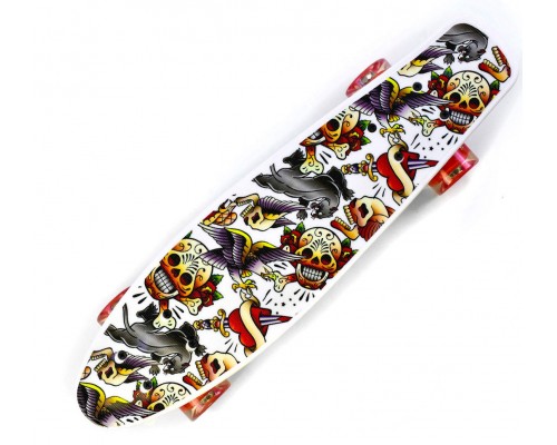 Скейт Пенни борд Best Board 55 см, колёса PU Светятся Белый (74543)