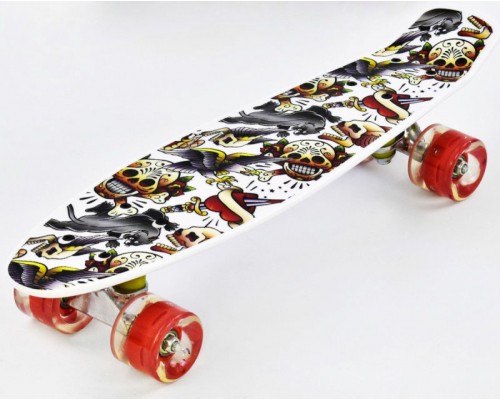 Скейт Пенни борд Best Board 55 см, колёса PU Светятся Белый (74543)
