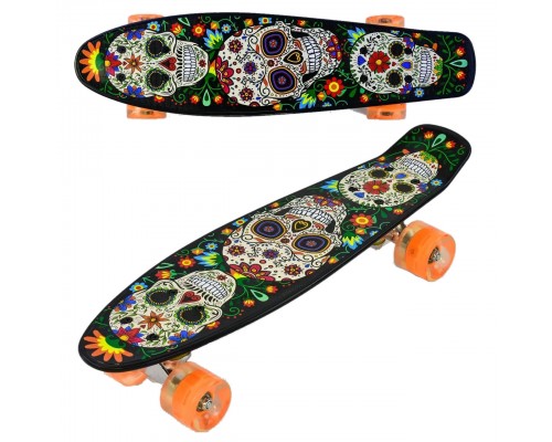 Скейт Пенни борд Best Board 55 см, колёса PU Светятся Черный (15909)