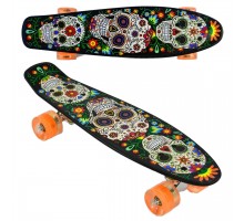 Скейт Пенни борд Best Board  55 см, колёса PU Светятся Черный (15909)