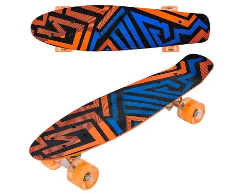 Скейт Пенни борд Best Board 55 см, колёса PU Светятся Оранжевый (7620)