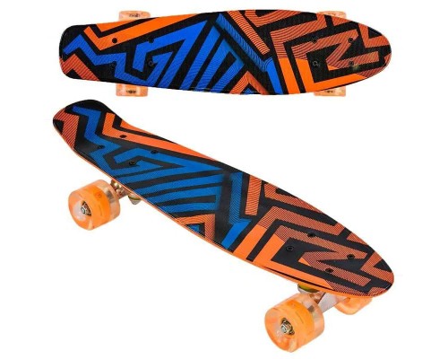 Скейт Пенни борд Best Board 55 см, колёса PU Светятся Оранжевый (7620)