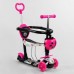 Триколісний Самокат 5 в 1 з бампером Рожевий квіти Best Scooter S 5593